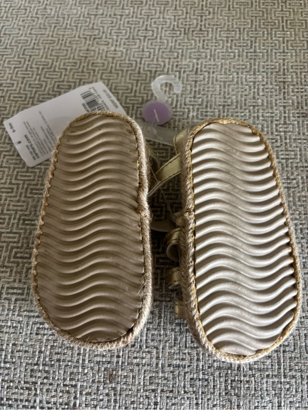 NWT Carter's Baby Girl Metallic Gold Espadrille Fisherman Sandals 6-9 month